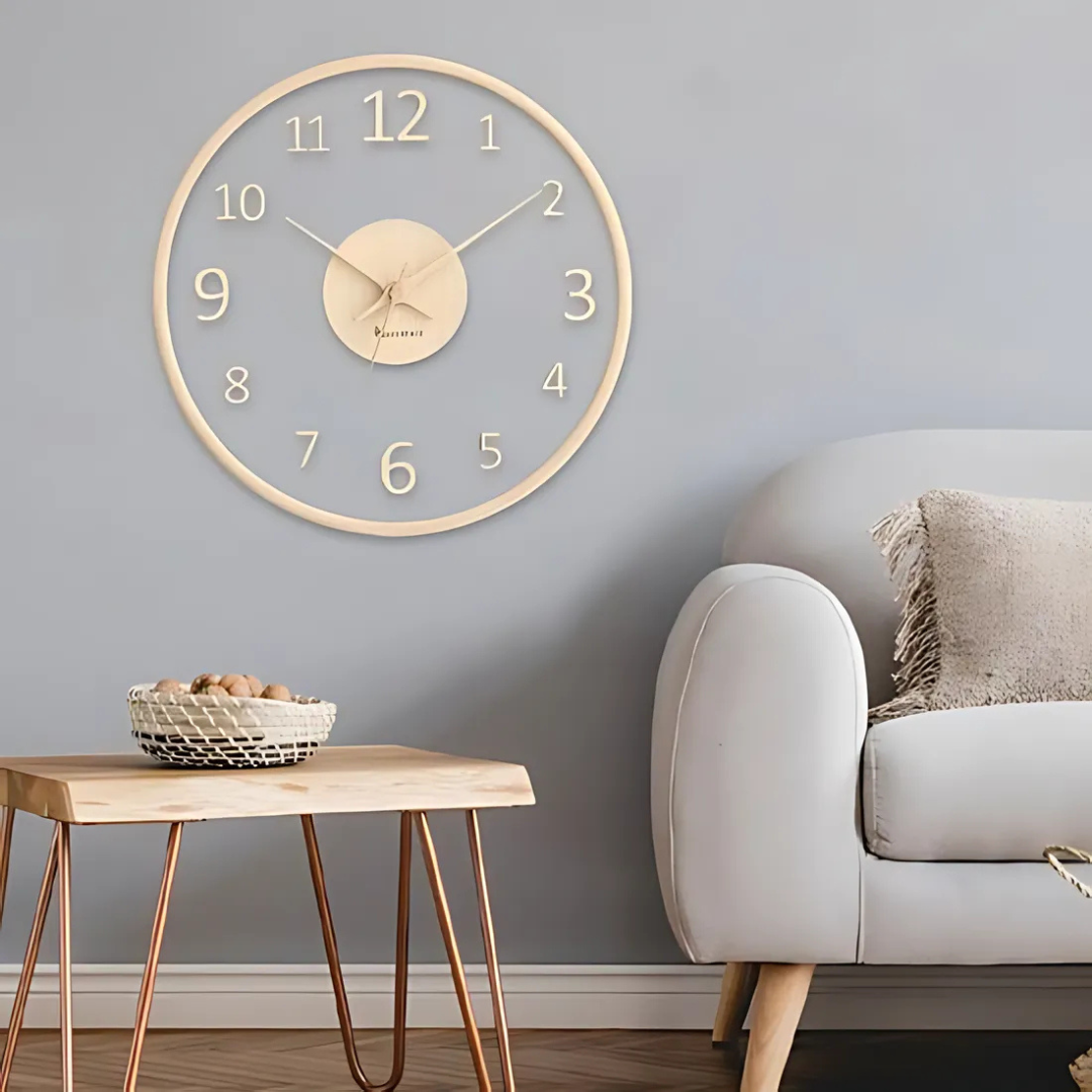 Metron - Elegante Orologio da Parete in Legno con Finitura in Vetro Chic