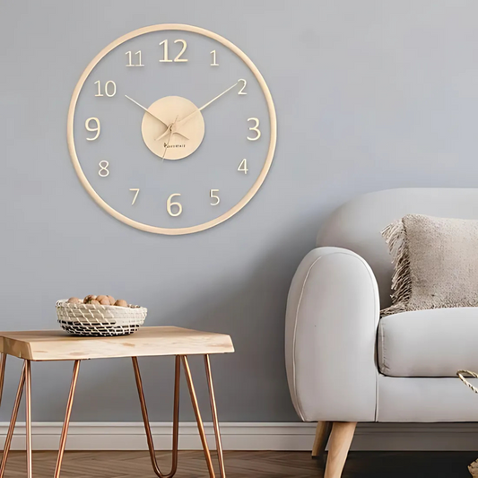 Metron - Elegante Orologio da Parete in Legno con Finitura in Vetro Chic