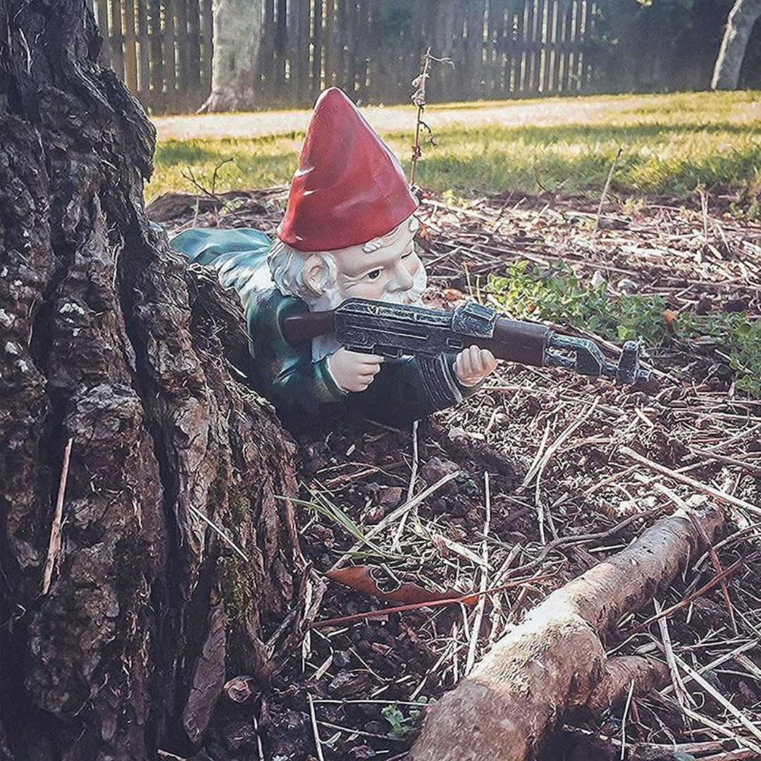 Drelix - Gnomo da giardino militare resistente per gioco e decorazione