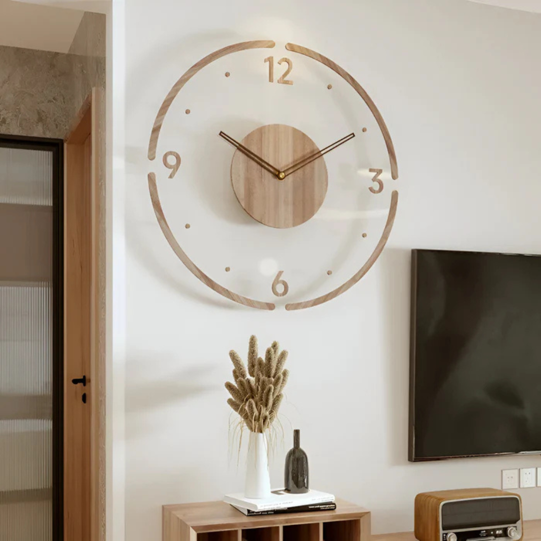 Nock - Orologio da parete moderno e alla moda da 30 cm in acrilico e legno per un soggiorno elegante