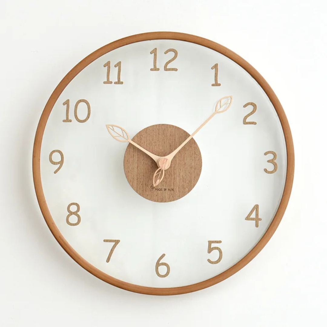 Metron - Elegante Orologio da Parete in Legno con Finitura in Vetro Chic