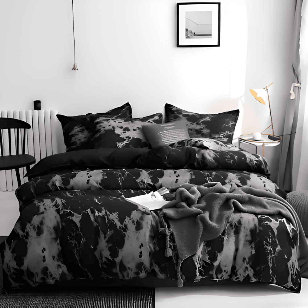 Set di biancheria da letto in marmo di lusso 155x220 cm – copripiumino e federe in morbida microfibra a 3 pezzi per il massimo comfort