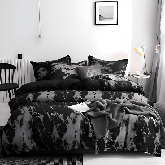 Set di biancheria da letto in marmo di lusso 155x220 cm – copripiumino e federe in morbida microfibra a 3 pezzi per il massimo comfort