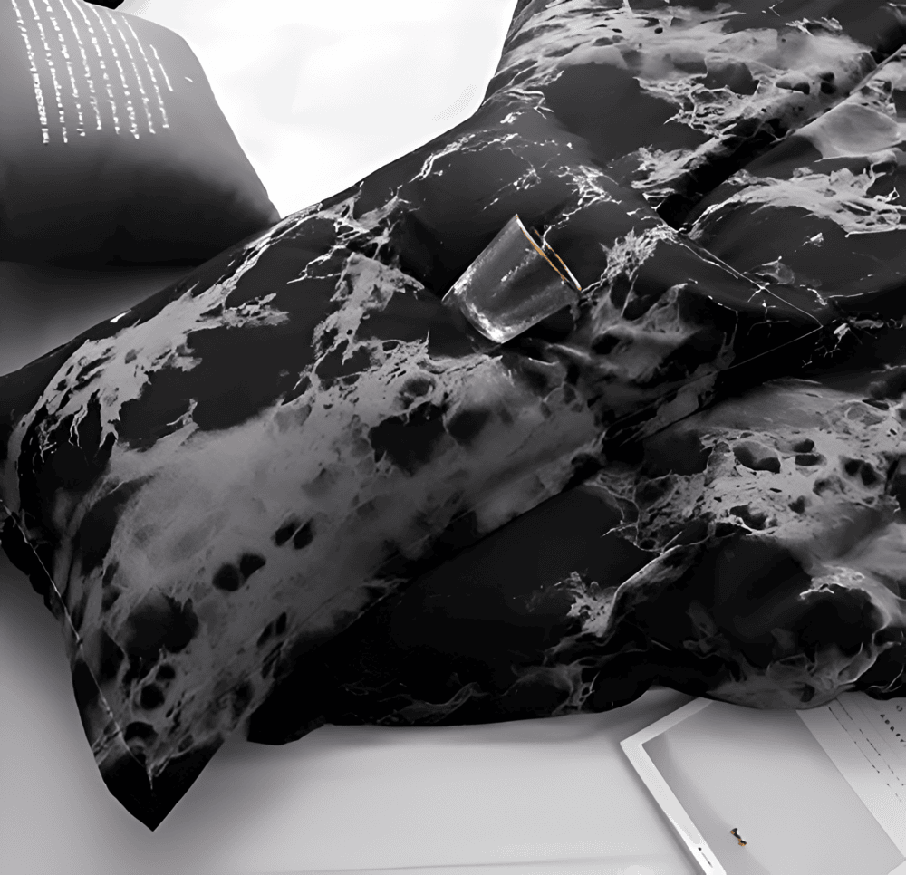 Set di biancheria da letto in marmo di lusso 155x220 cm – copripiumino e federe in morbida microfibra a 3 pezzi per il massimo comfort