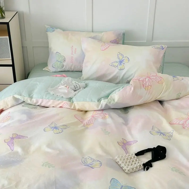 Set di biancheria da letto con fiori rosa romantici - Copripiumino e federe in poliestere morbido per una camera da letto accogliente