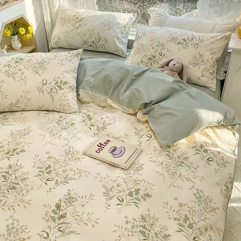 Set di biancheria da letto con fiori rosa romantici - Copripiumino e federe in poliestere morbido per una camera da letto accogliente