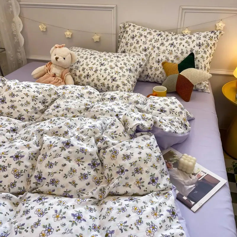 Set di biancheria da letto con fiori rosa romantici - Copripiumino e federe in poliestere morbido per una camera da letto accogliente