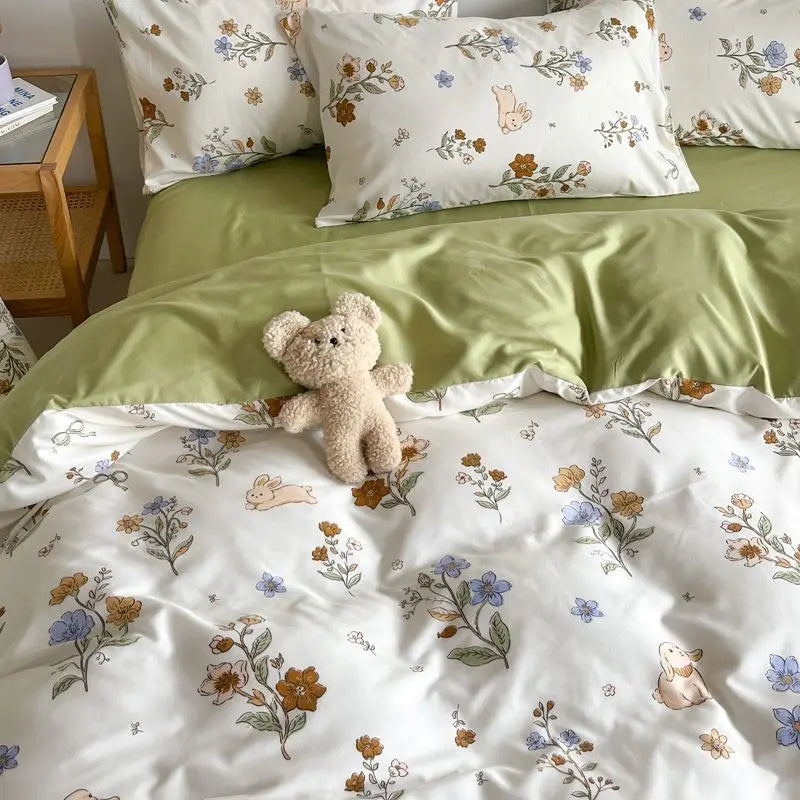 Set di biancheria da letto con fiori rosa romantici - Copripiumino e federe in poliestere morbido per una camera da letto accogliente