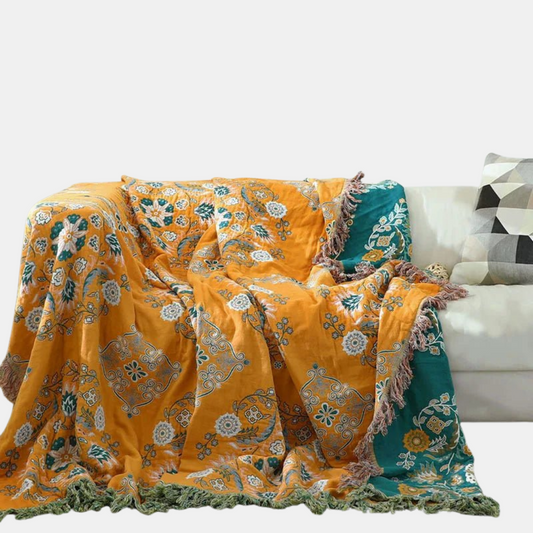 Elegante plaid jacquard boho in morbido cotone - Perfetto per atmosfere accoglienti