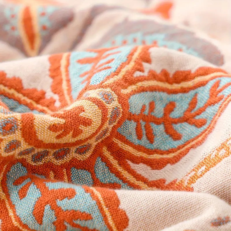 Coperta con Stampa Floreale Boho – Plaid Accogliente e Caldo per Divano, Letto e Attività all'Aperto