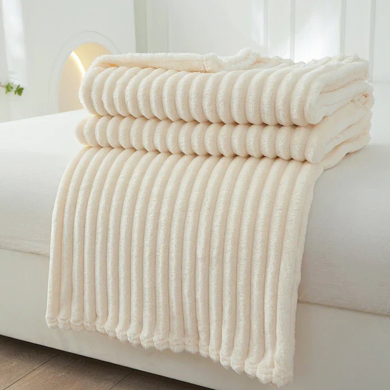 Coperta a Pile di Flanella a Righe per un Soggiorno Accogliente e Decorazione della Camera da Letto