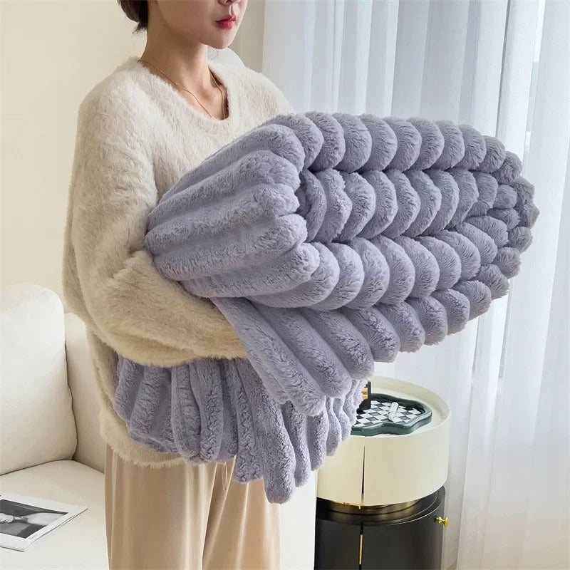 Coperta a Pile di Flanella a Righe per un Soggiorno Accogliente e Decorazione della Camera da Letto