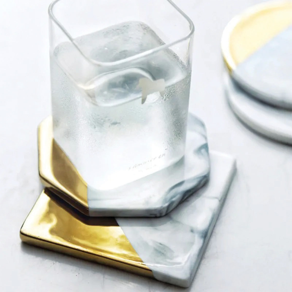 IvoraHome - Magnifico set di sottobicchieri in marmo avorio per un tocco di eleganza nel tuo interno