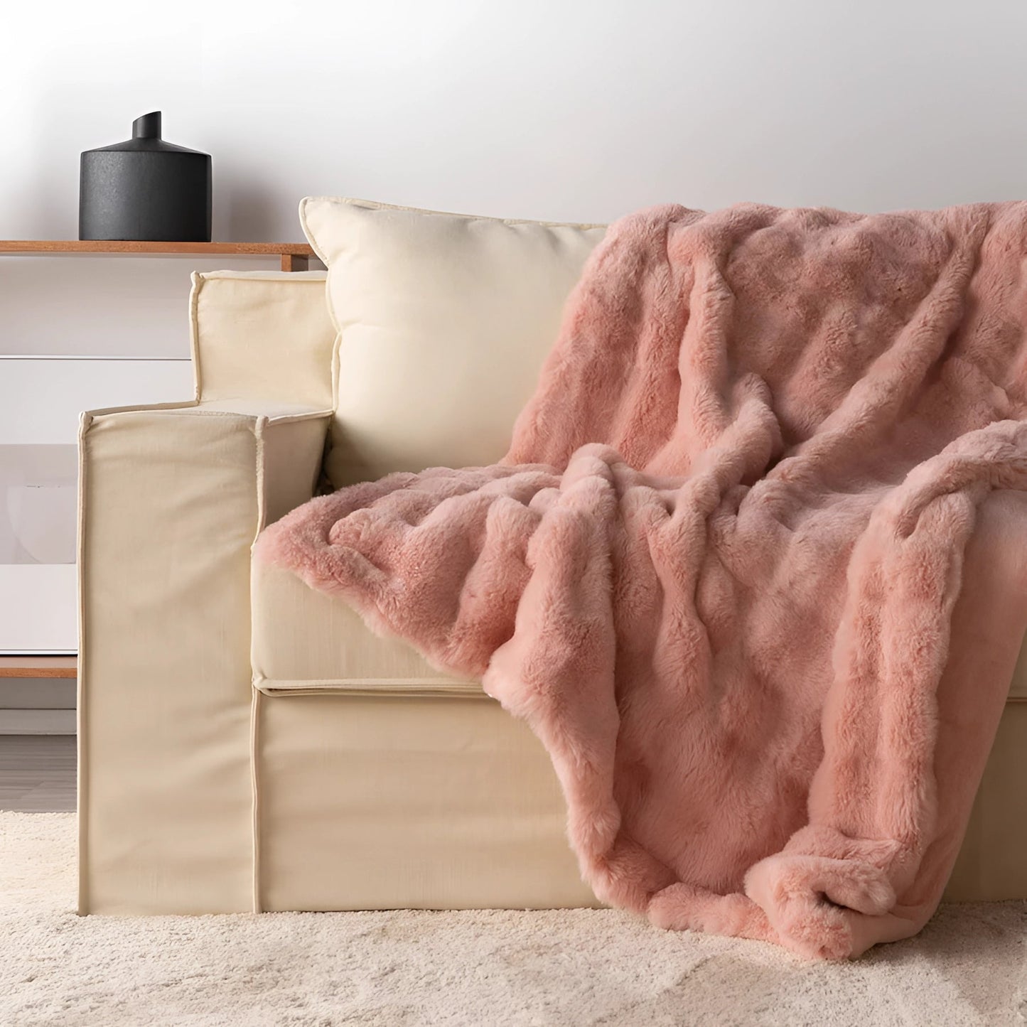Coperta Ponderata di Pelliccia Sintetica a Maglia Grossa Lussuosa per un Interno Moderno Accogliente