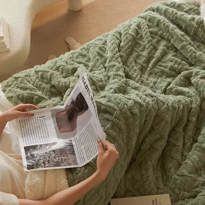 Coperta in lana e pile a doppio strato lussuosa per l'inverno per il massimo comfort e calore elegante
