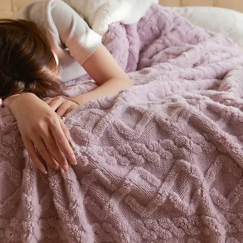 Coperta in lana e pile a doppio strato lussuosa per l'inverno per il massimo comfort e calore elegante