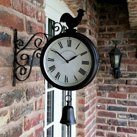 Aelia - Orologio da parete nero retrò elegante a doppia faccia per un tocco unico a casa