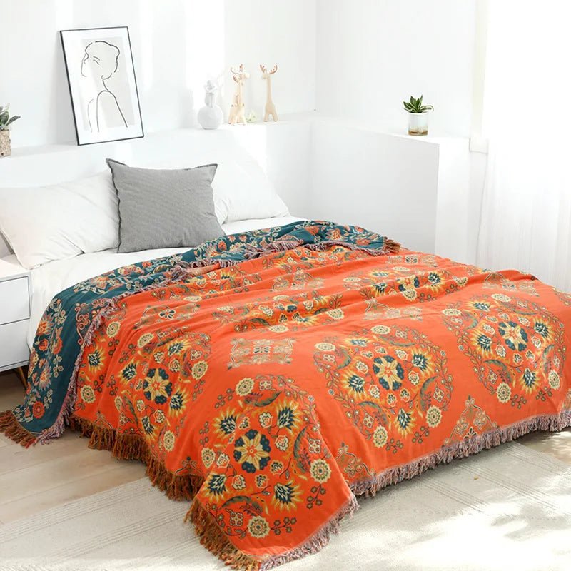 Elegante plaid jacquard boho in morbido cotone - Perfetto per atmosfere accoglienti