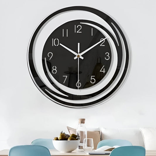 Sorana - Orologio da parete in acrilico nero elegante in design scandinavo, 30 cm