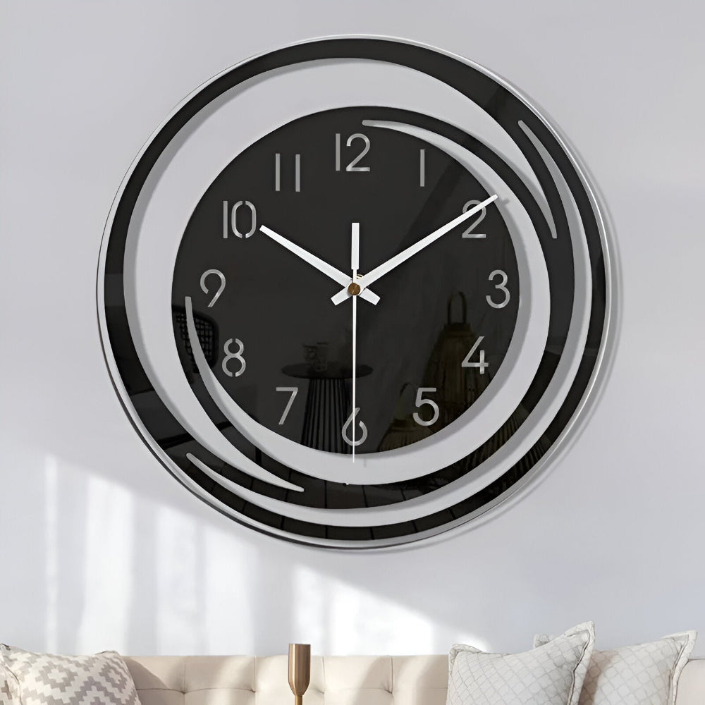 Sorana - Orologio da parete in acrilico nero elegante in design scandinavo, 30 cm