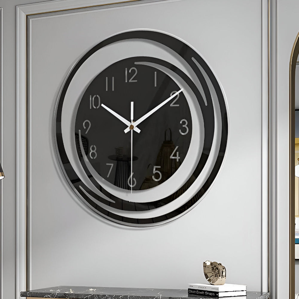 Sorana - Orologio da parete in acrilico nero elegante in design scandinavo, 30 cm