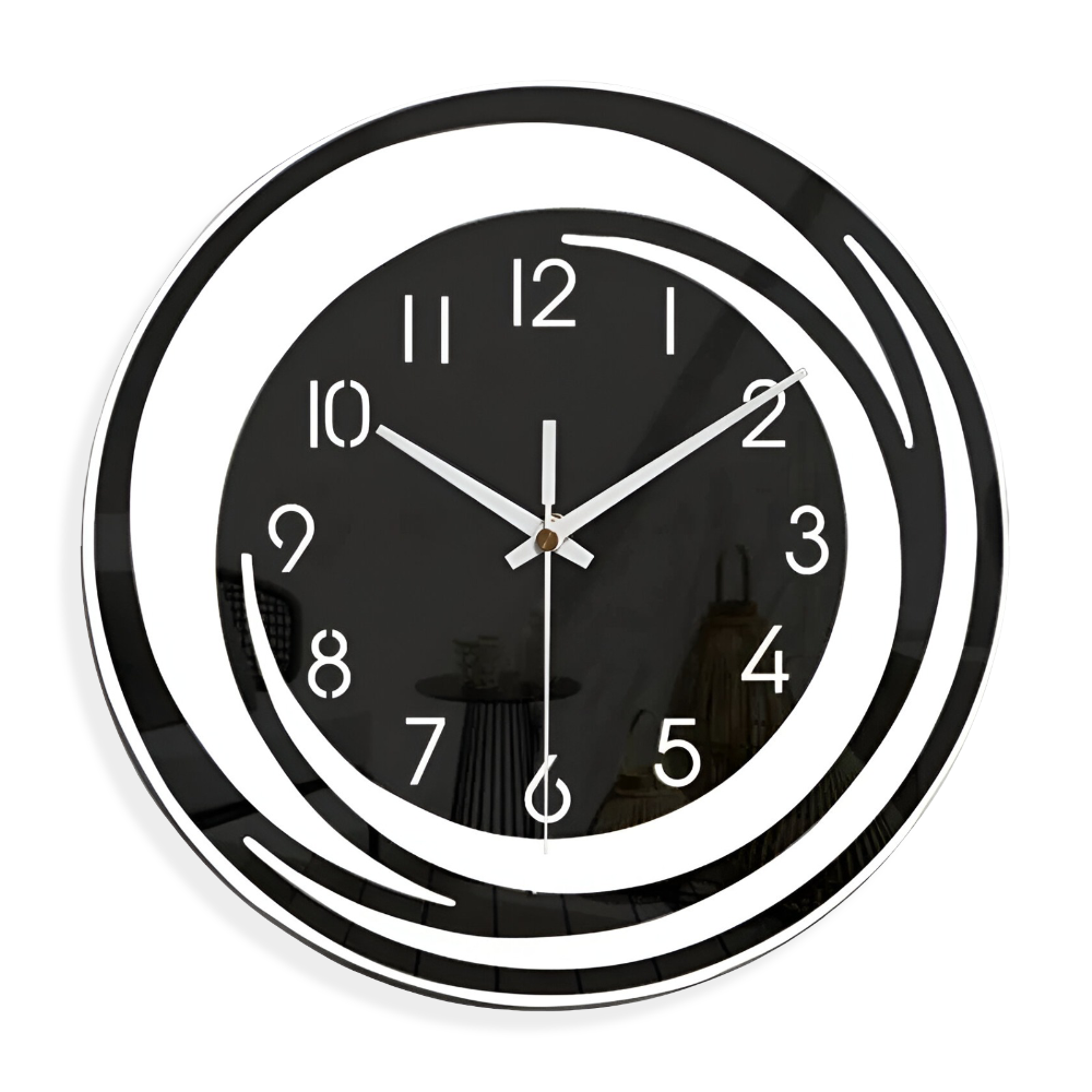Sorana - Orologio da parete in acrilico nero elegante in design scandinavo, 30 cm