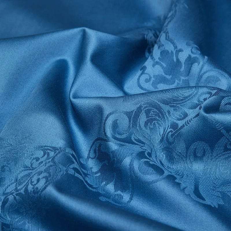 Set copripiumino di lusso in cotone egiziano blu – 200x230 cm con 2 federe eleganti