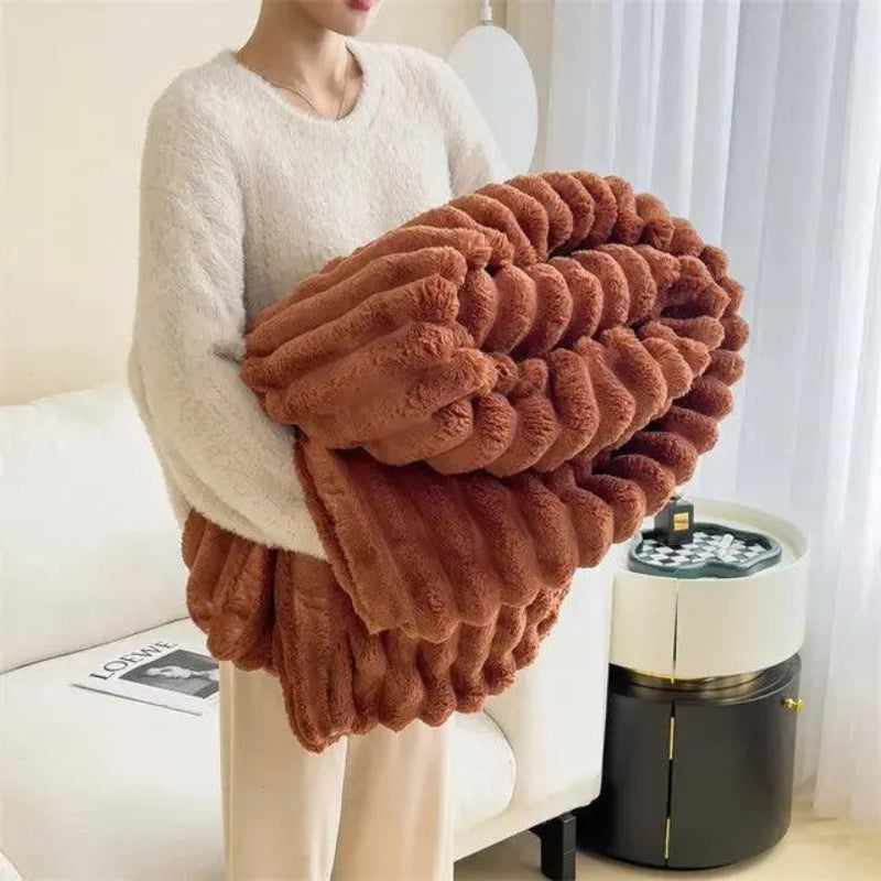 Coperta in pile super morbido Ultimate Comfort Luxe con finta pelle di pecora di alta qualità per abbracci caldi e un'atmosfera accogliente