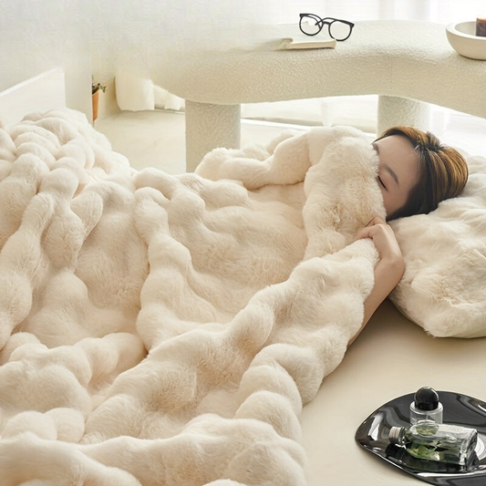 Coperte di pile beige morbido di lusso - Plaid caldo spesso e peluche per soggiorno e camera da letto