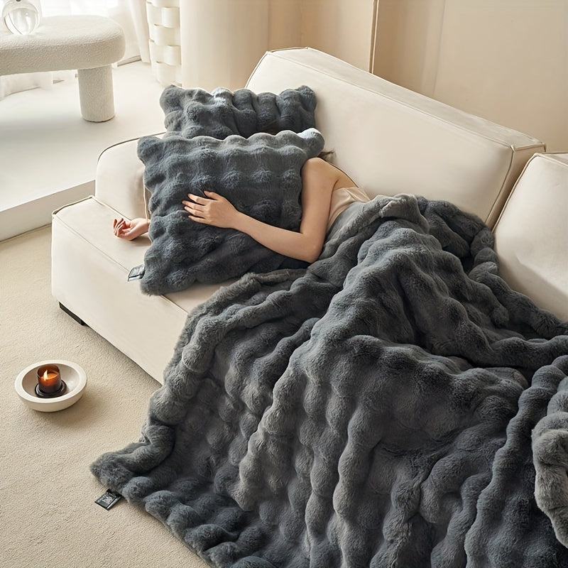 Coperte di pile beige morbido di lusso - Plaid caldo spesso e peluche per soggiorno e camera da letto