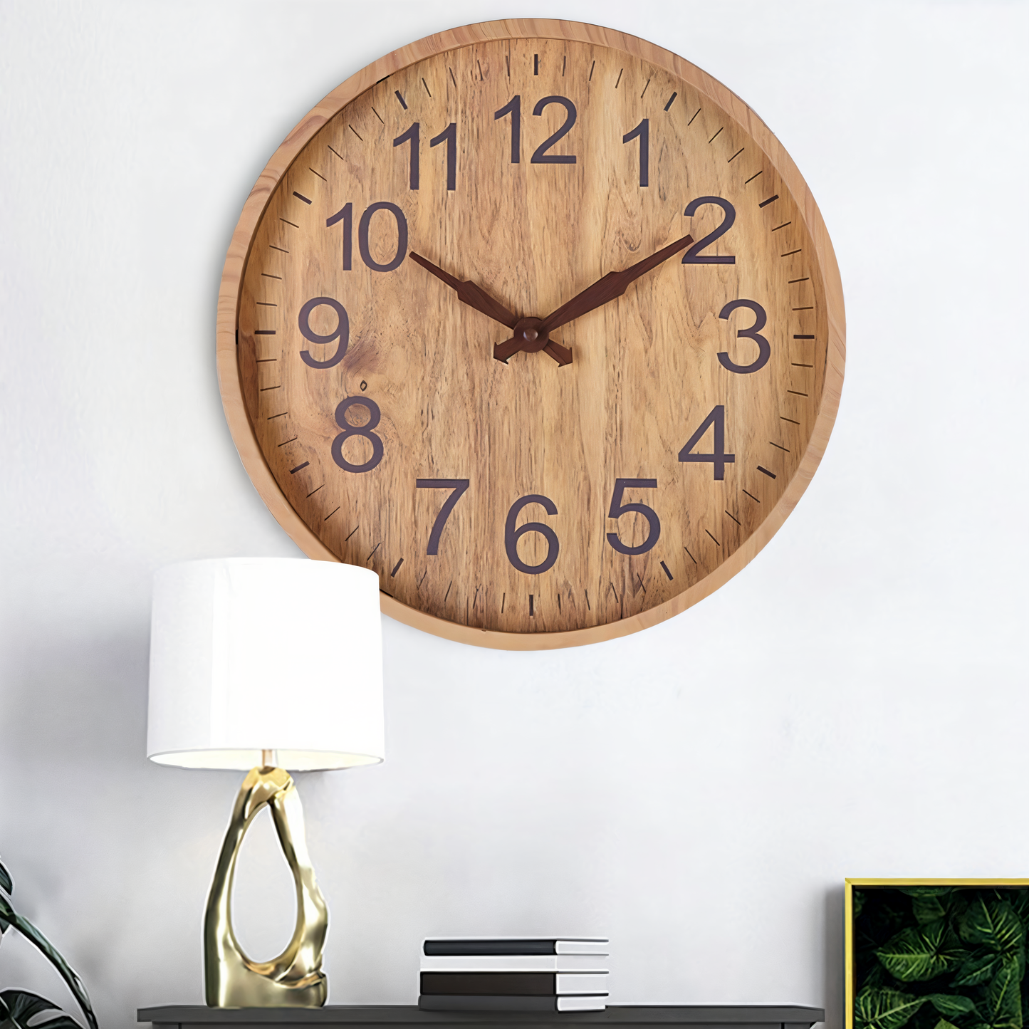 Orologio da parete in legno elegante con movimento silenzioso per cucina e soggiorno