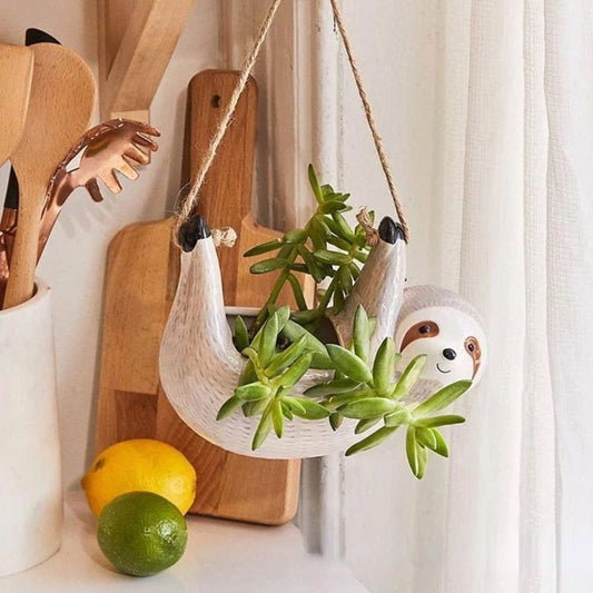 Seravia - Vaso di Fiori in Ceramica Unico Fatto a Mano con Incantevole Design di Bradipo
