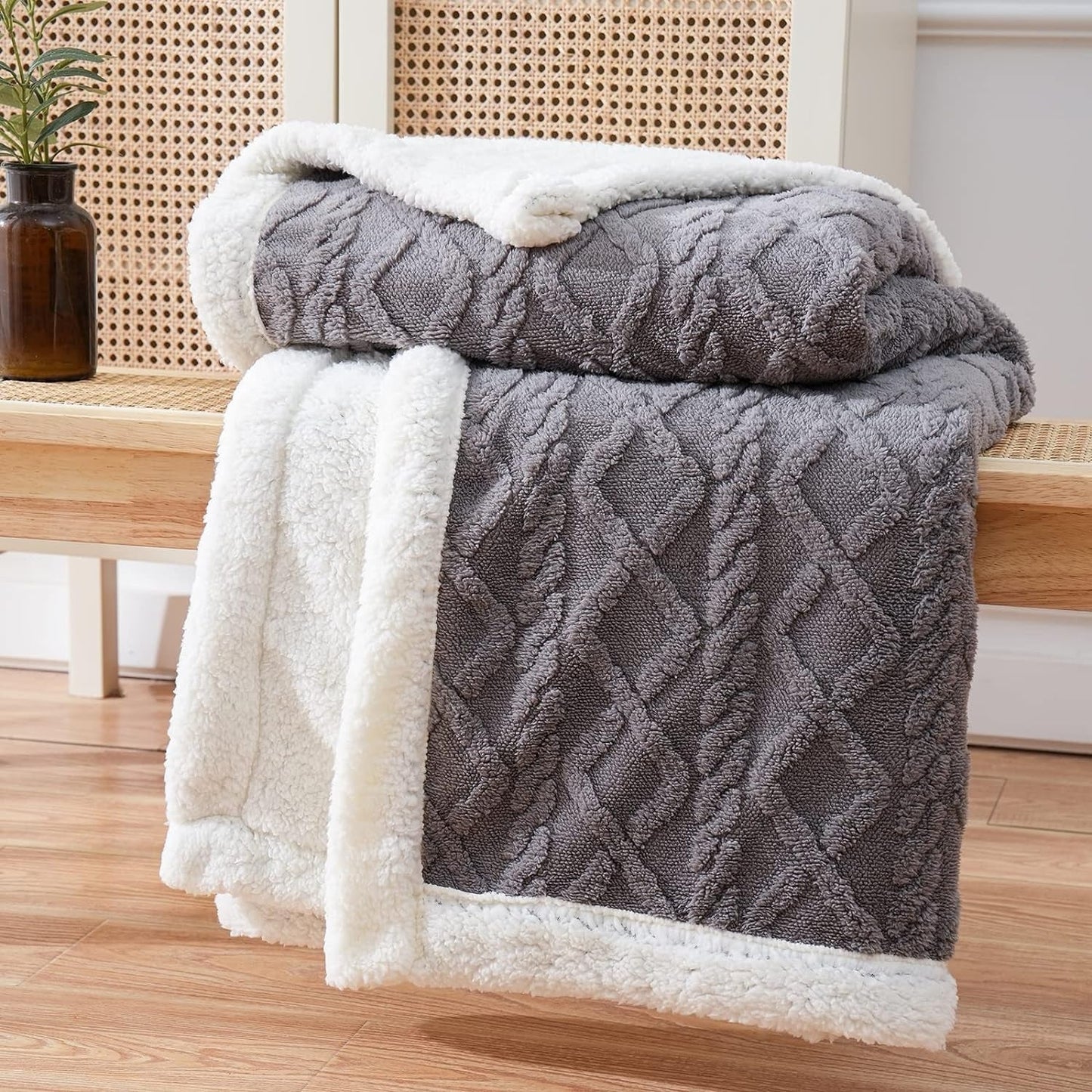 Coperta in pile Sherpa morbido - Piumone reversibile di lusso per calore e comfort a casa e all'aperto