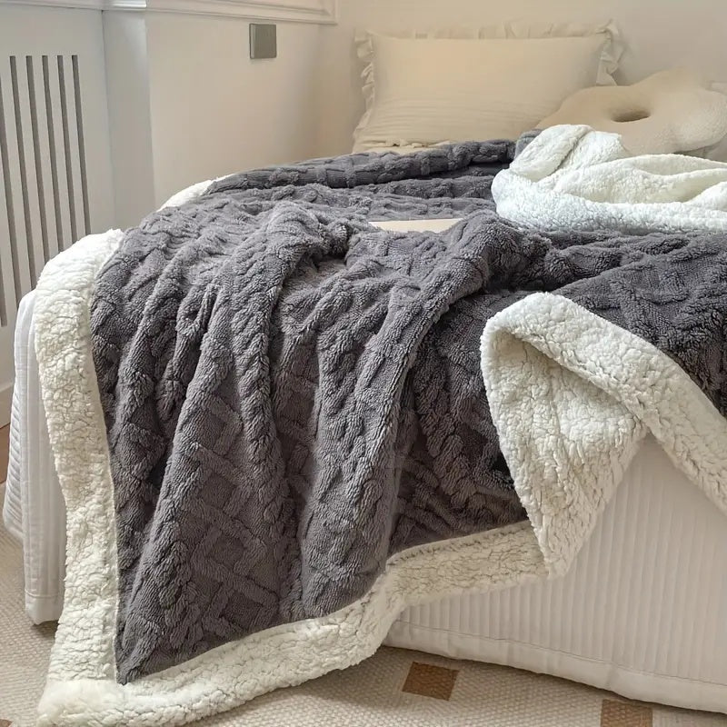 Coperta in pile Sherpa morbido - Piumone reversibile di lusso per calore e comfort a casa e all'aperto
