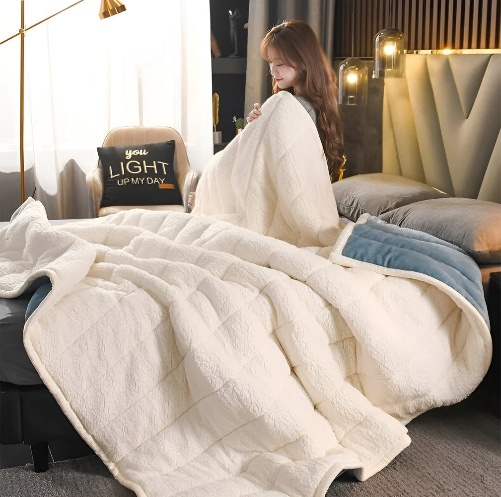 Coperta in pile Sherpa accogliente – Plaid ultra morbido, caldo e lussuoso per letto e divano