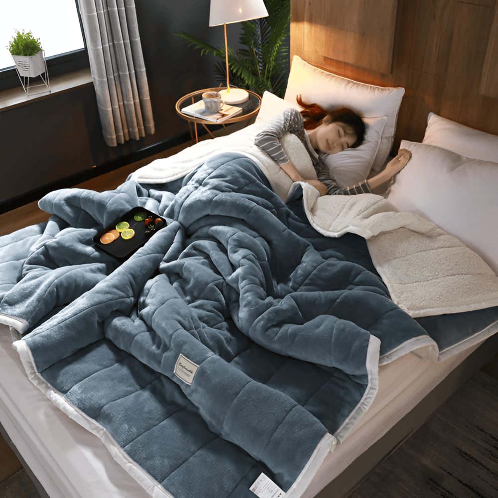 Coperta in pile Sherpa accogliente – Plaid ultra morbido, caldo e lussuoso per letto e divano