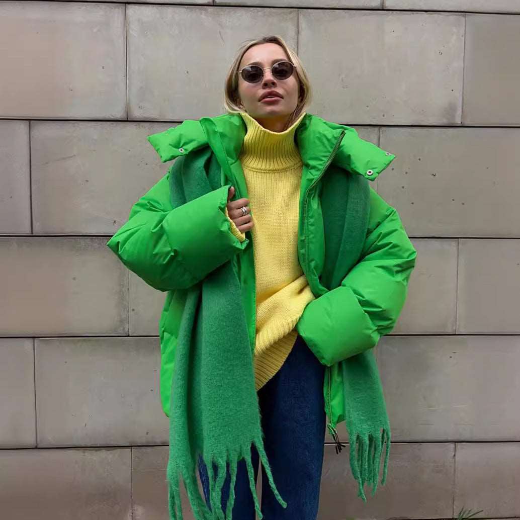 Elegant women's puffer jacket in brown - comfortable and warm winter coat for colder days