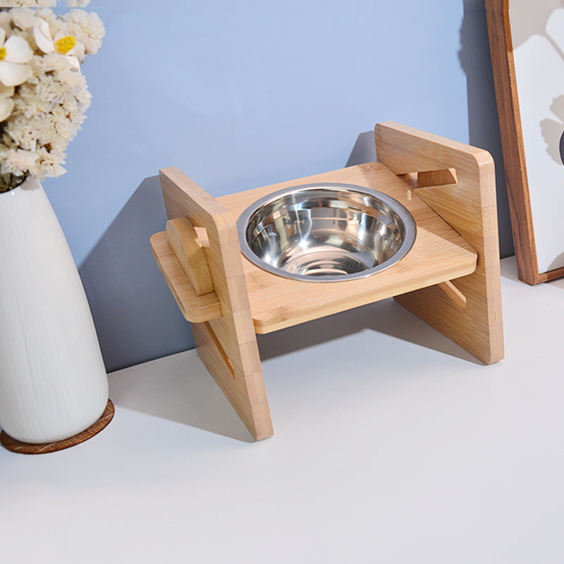 Set di Alimentazione Doppia di Lusso PawElegance con Bamboo Delicato e Acciaio Inossidabile per Animali Domestici