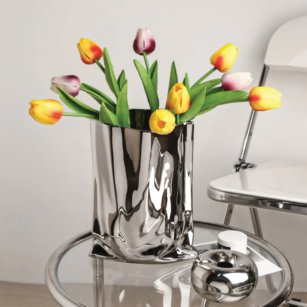 Elegante vaso a fiori plissettato | Decorazione contemporanea perfetta per tutte le tue stanze