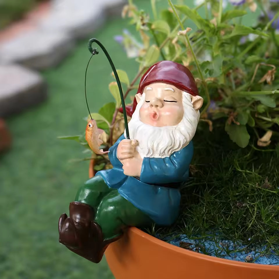 Ligeia - Incantevole Figurina di Gnomo con Bastone per Decorazione Interna e da Giardino