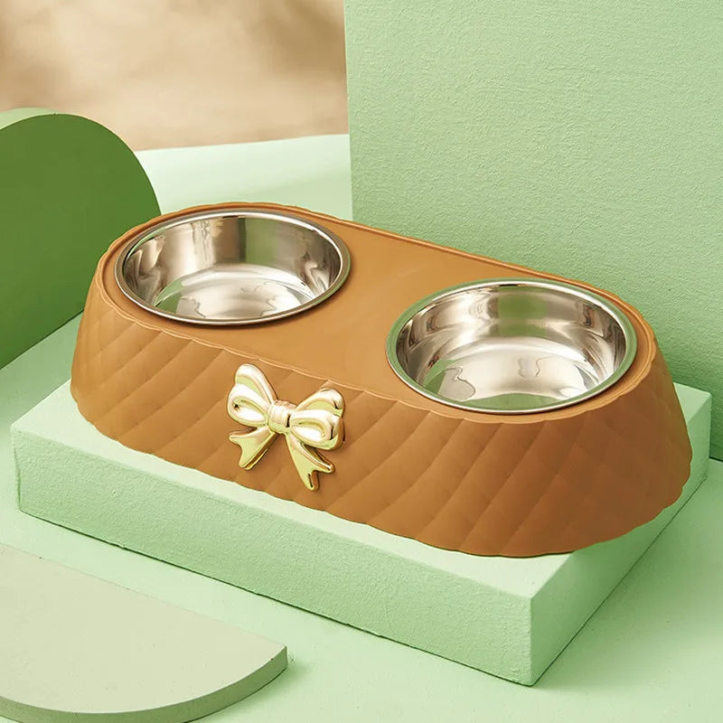 Set di ciotole di lusso in acciaio inox per cibo e acqua per la cura elegante degli animali domestici