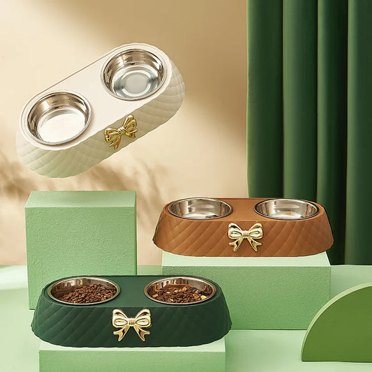 Set di ciotole di lusso in acciaio inox per cibo e acqua per la cura elegante degli animali domestici