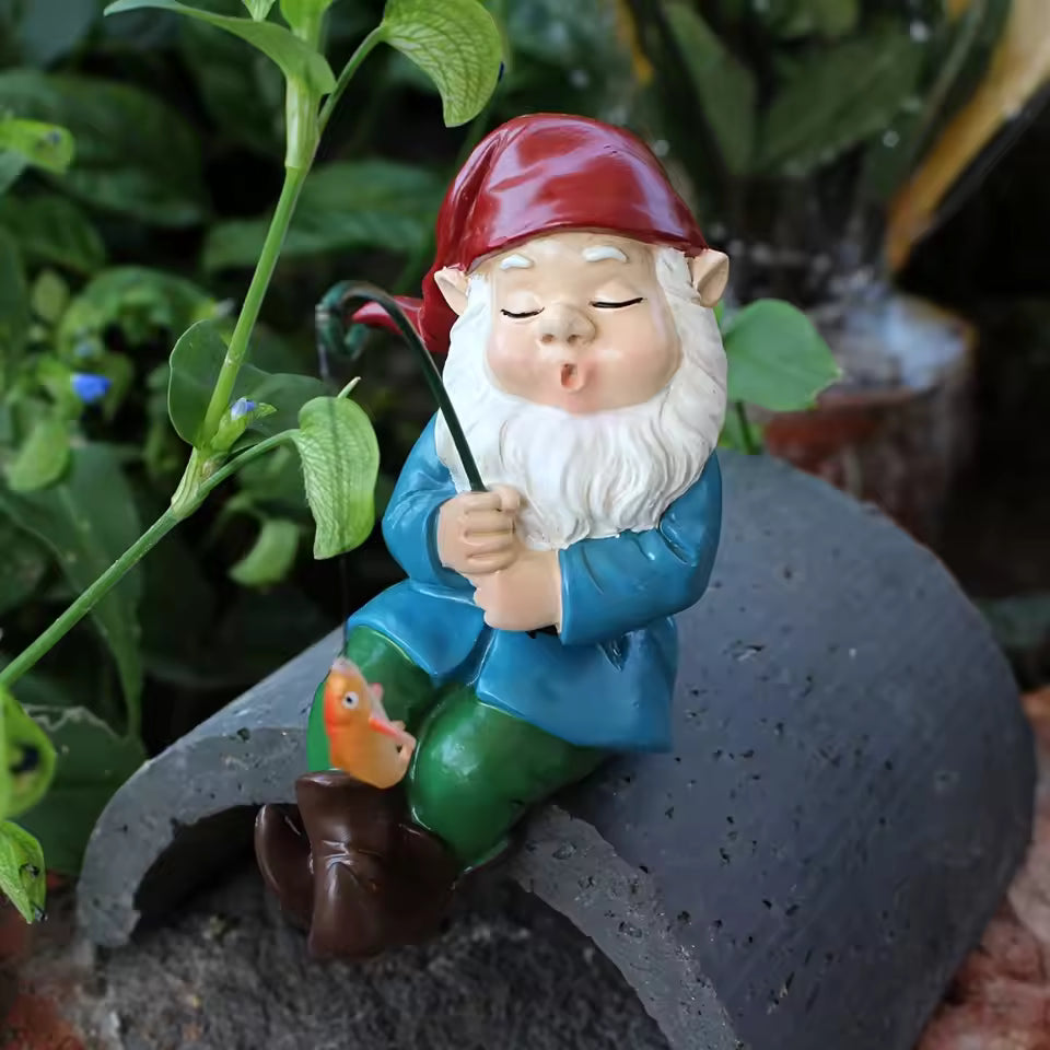 Ligeia - Incantevole Figurina di Gnomo con Bastone per Decorazione Interna e da Giardino