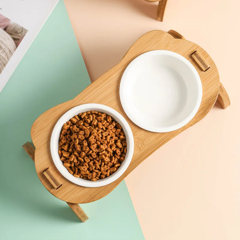 Eleganti ciotole rialzate in bambù per l'alimentazione
