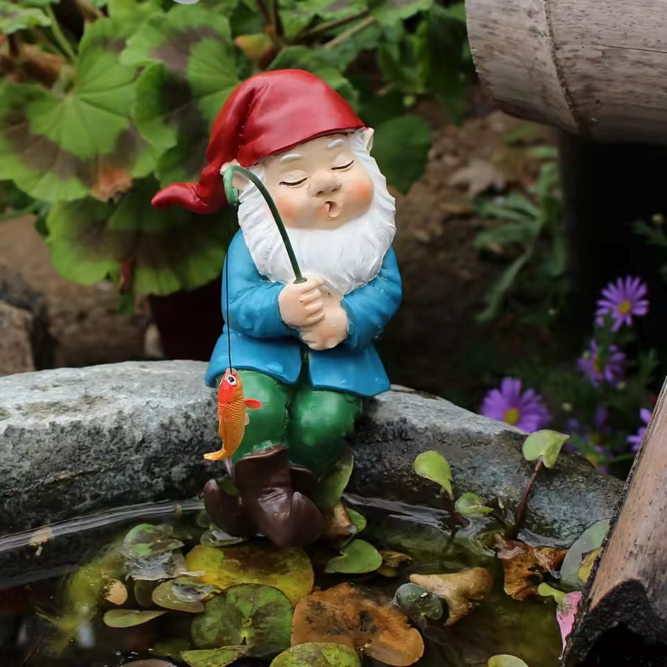 Ligeia - Incantevole Figurina di Gnomo con Bastone per Decorazione Interna e da Giardino