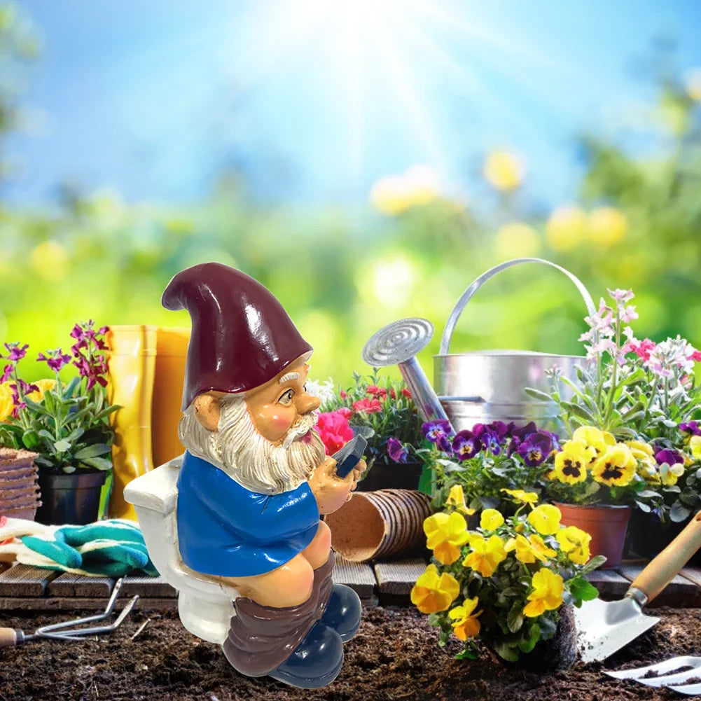 Sylpha - Carina Miniatura Gnomo da Giardino in Resina per Decorazione da Giardino Divertente e Umoristica