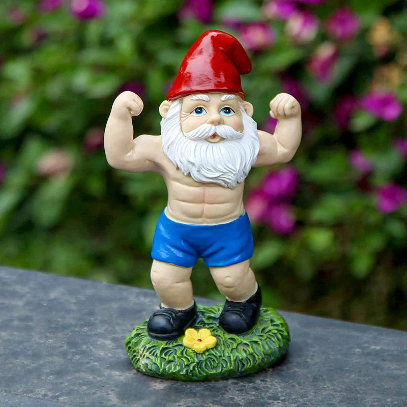 Incantevole scultura in legno di gnomo con pesi per una splendida decorazione da giardino