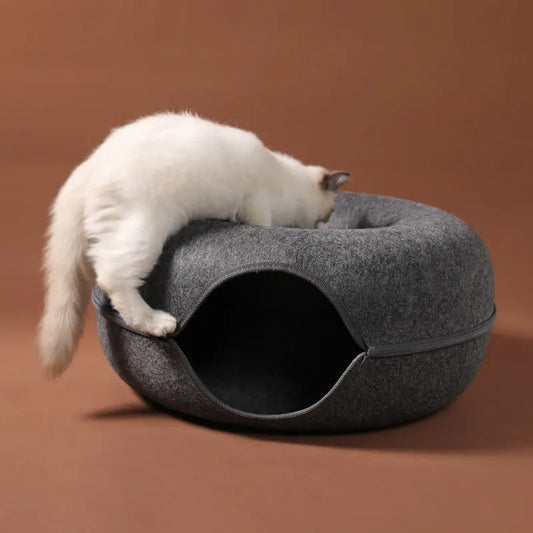 Letto di lusso per gatti per due con tunnel interattivo per maggiore comfort e divertimento