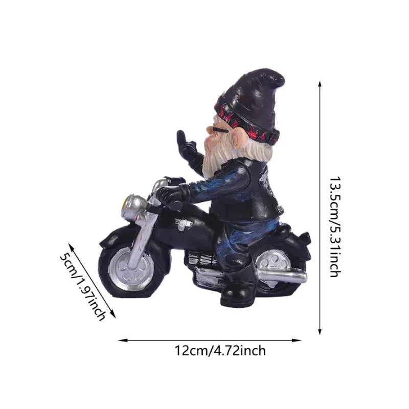 Calidora - Incantevole Gnomo su Moto Figurina in Resina per una Deliziosa Decorazione da Giardino