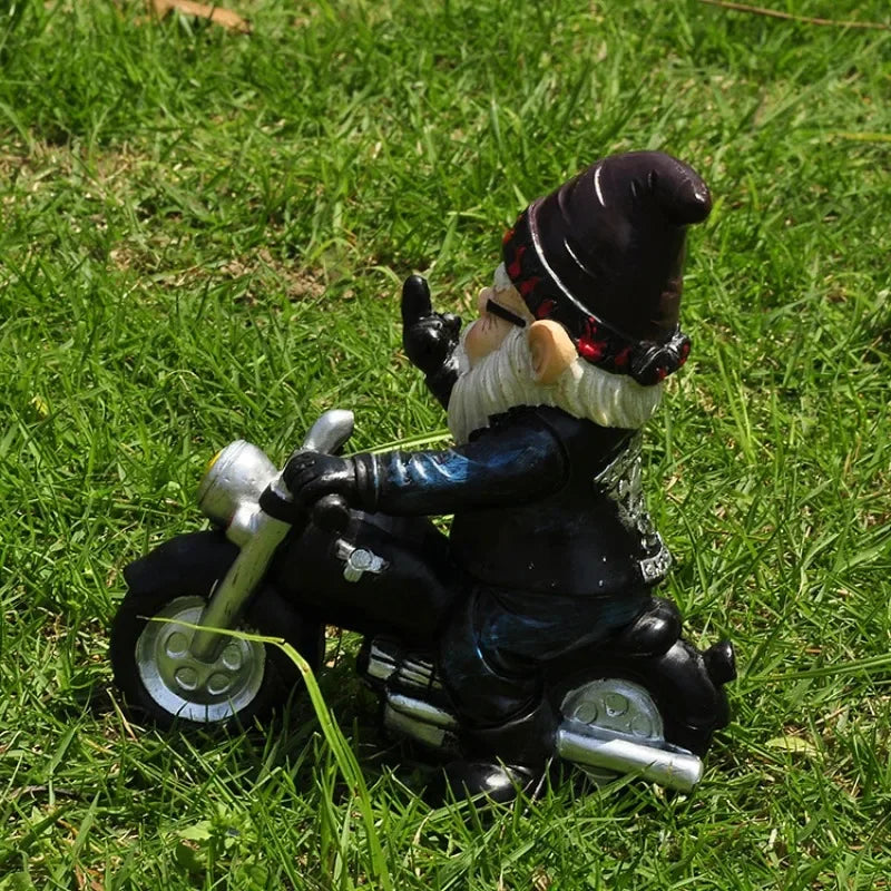 Calidora - Incantevole Gnomo su Moto Figurina in Resina per una Deliziosa Decorazione da Giardino